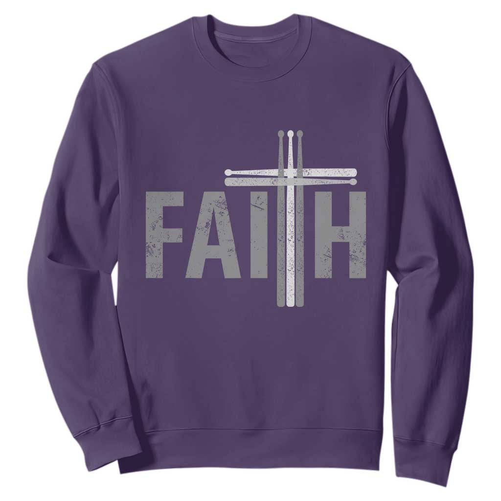Christian Drummer Sweatshirt Faith Drum Stick Cross TS10 Purple Print Your Wear