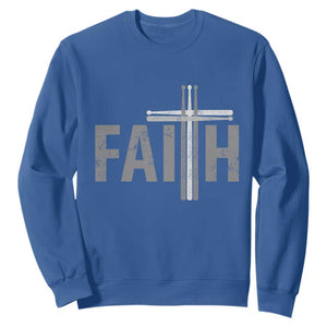Christian Drummer Sweatshirt Faith Drum Stick Cross TS10 Royal Blue Print Your Wear