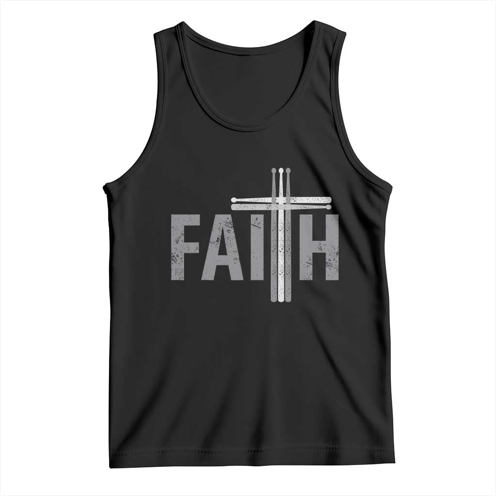 Christian Drummer Tank Top Faith Drum Stick Cross TS10 Black Print Your Wear