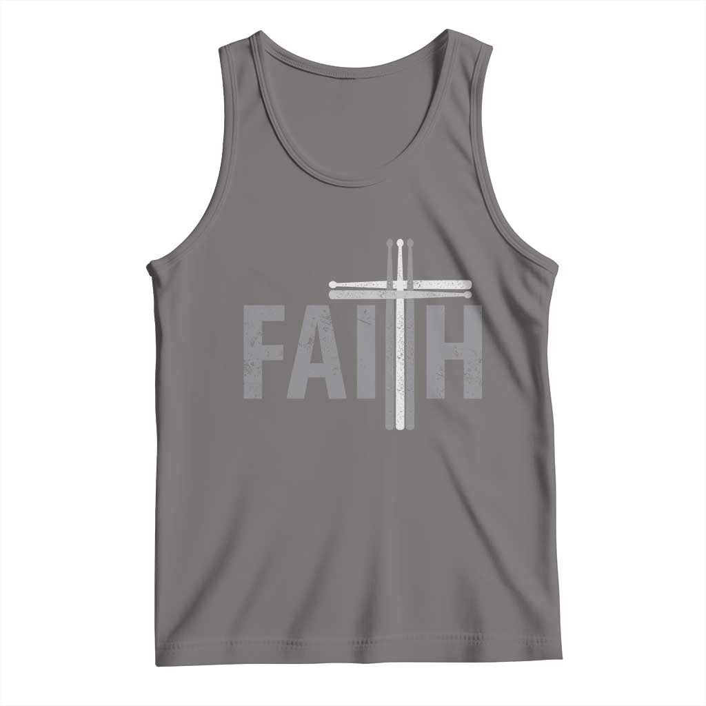 Christian Drummer Tank Top Faith Drum Stick Cross TS10 Deep Heather Print Your Wear