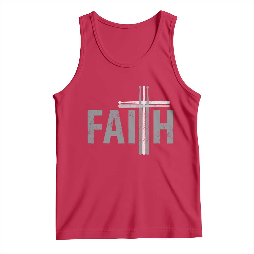 Christian Drummer Tank Top Faith Drum Stick Cross TS10 Red Print Your Wear