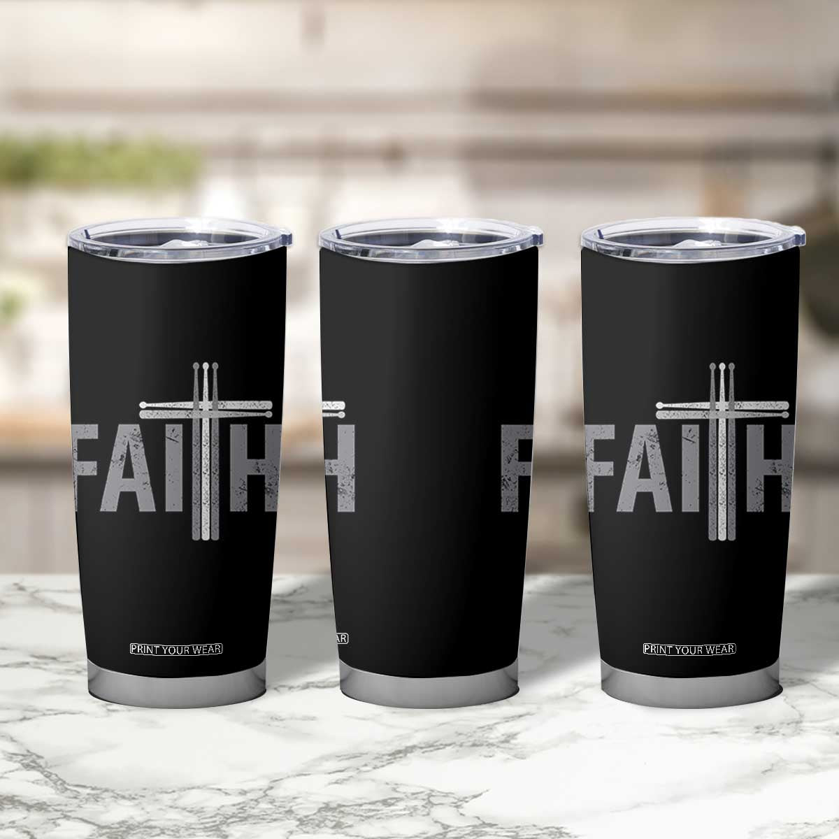Christian Drummer Tumbler Cup Faith Drum Stick Cross TS10 Print Your Wear