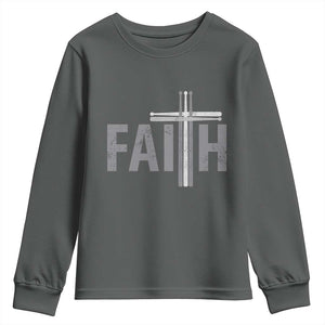 Christian Drummer Youth Sweatshirt Faith Drum Stick Cross TS10 Dark Heather Print Your Wear