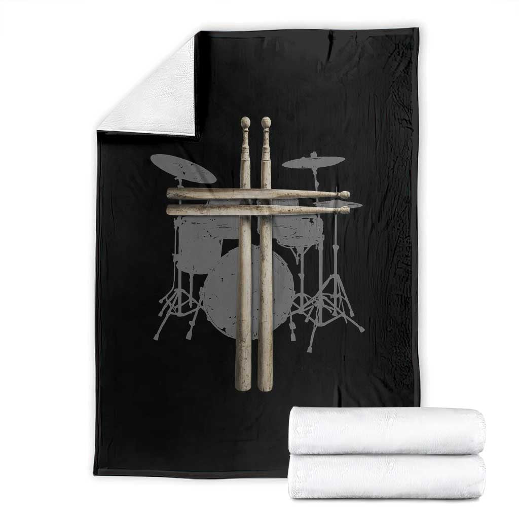 Christian Drummer Throw Blanket Drum Sticks Cross Percussionist Jesus Church TS10 Black Print Your Wear