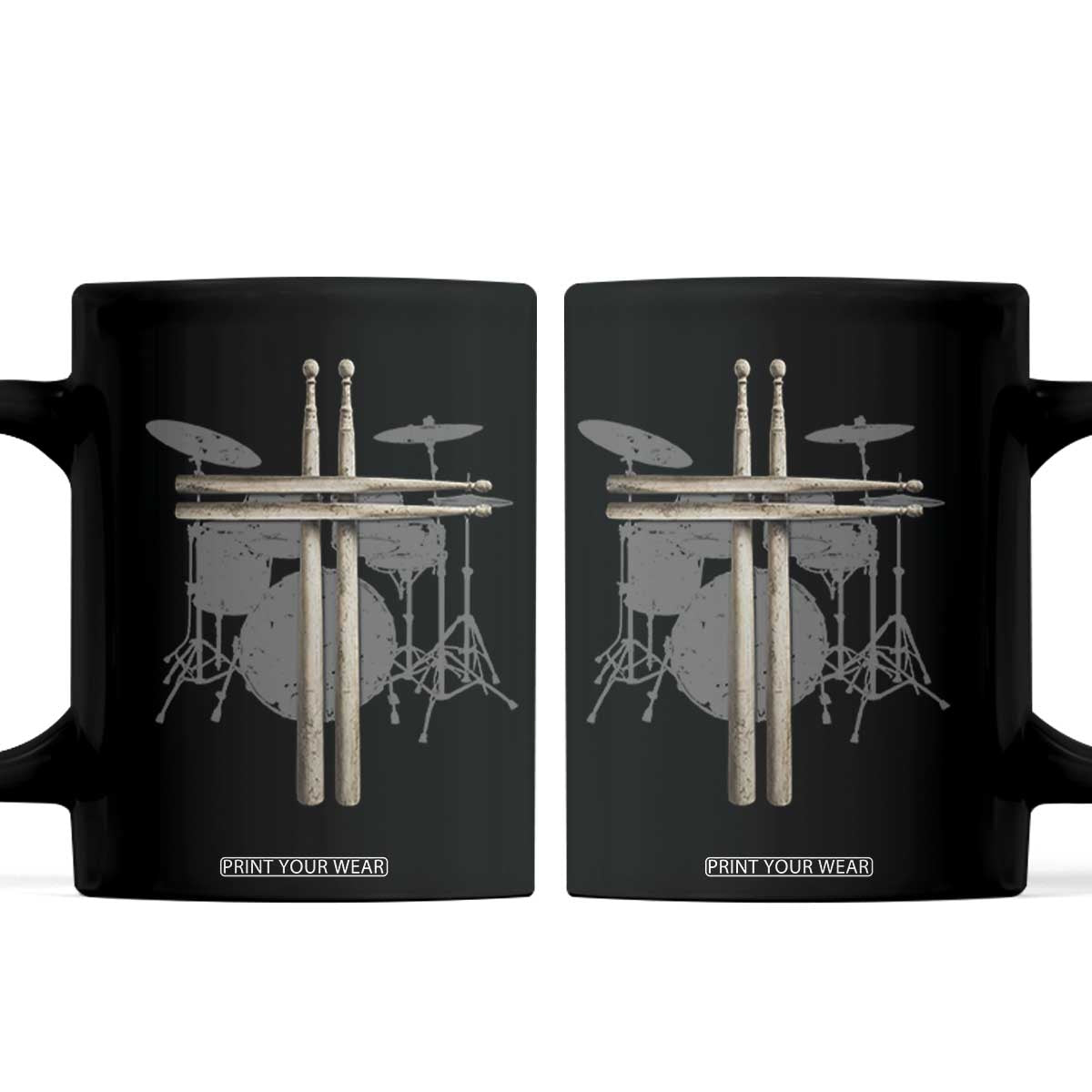 Christian Drummer Coffee Mug Drum Sticks Cross Percussionist Jesus Church TS10 Black Print Your Wear