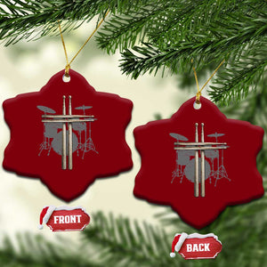 Christian Drummer Ceramic Ornament Drum Sticks Cross Percussionist Jesus Church TS10 Print Your Wear