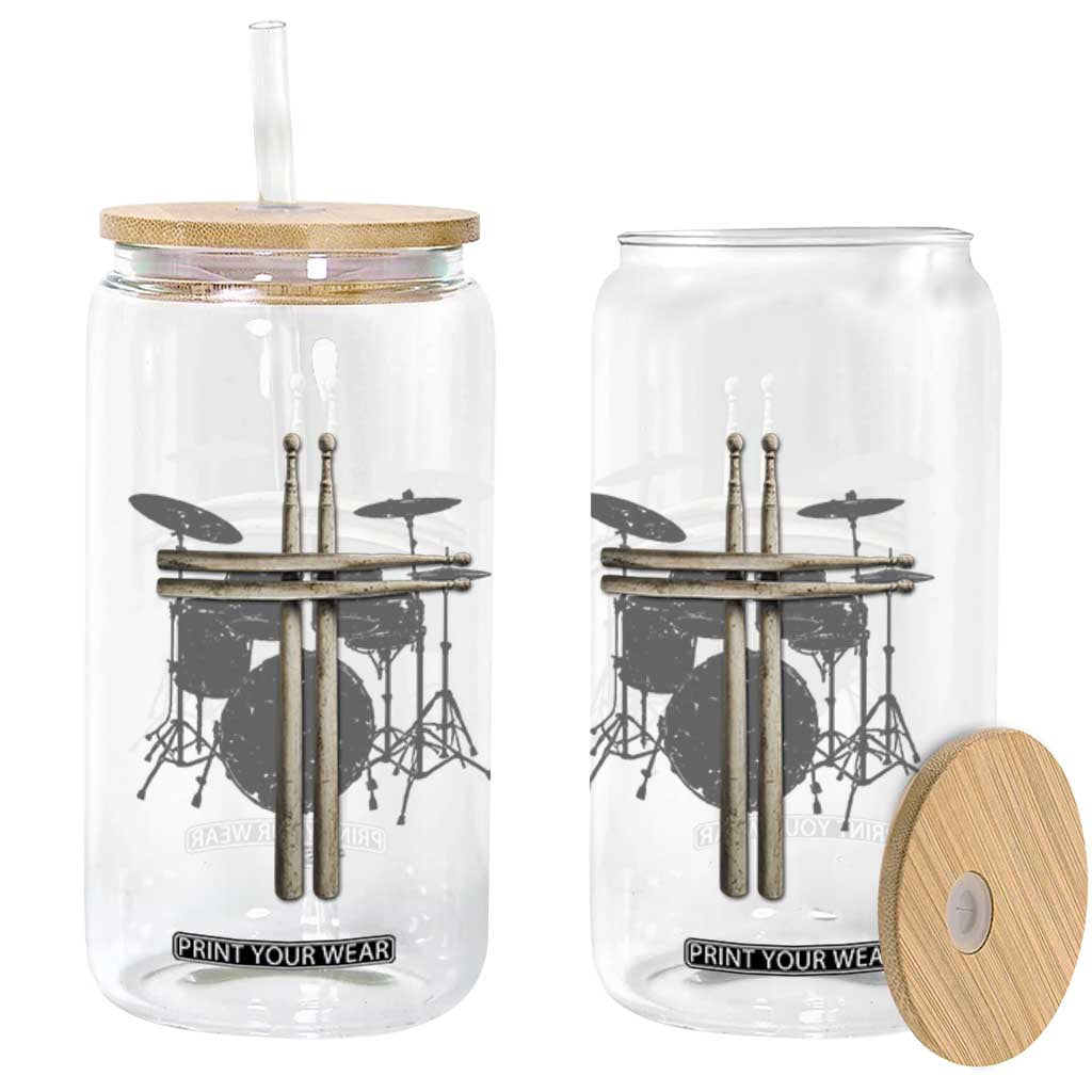 Christian Drummer Glass Can Drum Sticks Cross Percussionist Jesus Church TS10 Print Your Wear