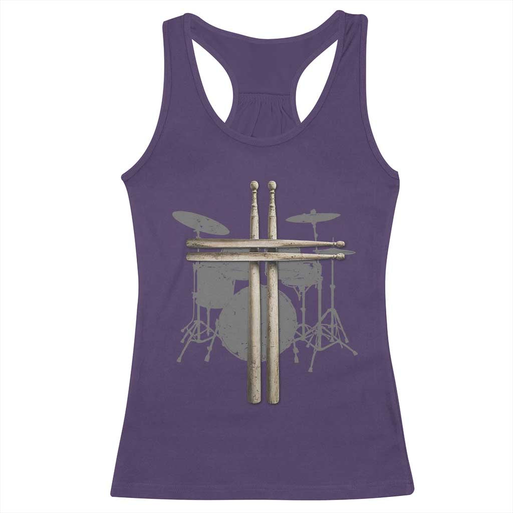 Christian Drummer Racerback Tank Top Drum Sticks Cross Percussionist Jesus Church TS10 Purple Print Your Wear