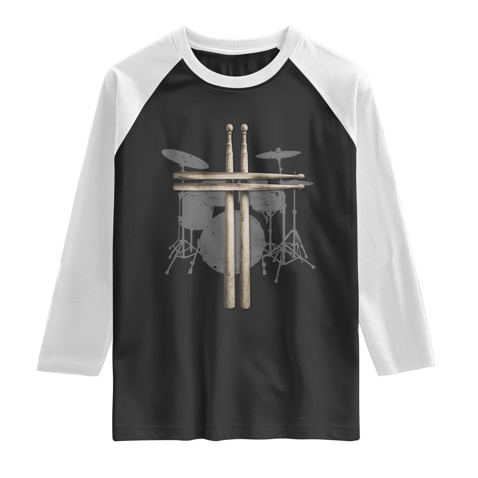 Christian Drummer Raglan Shirt Drum Sticks Cross Percussionist Jesus Church TS10 Black White Print Your Wear