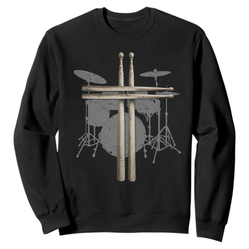 Christian Drummer Sweatshirt Drum Sticks Cross Percussionist Jesus Church TS10 Black Print Your Wear