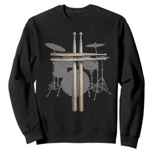 Christian Drummer Sweatshirt Drum Sticks Cross Percussionist Jesus Church TS10 Black Print Your Wear