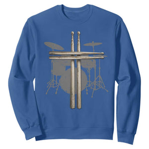 Christian Drummer Sweatshirt Drum Sticks Cross Percussionist Jesus Church TS10 Royal Blue Print Your Wear
