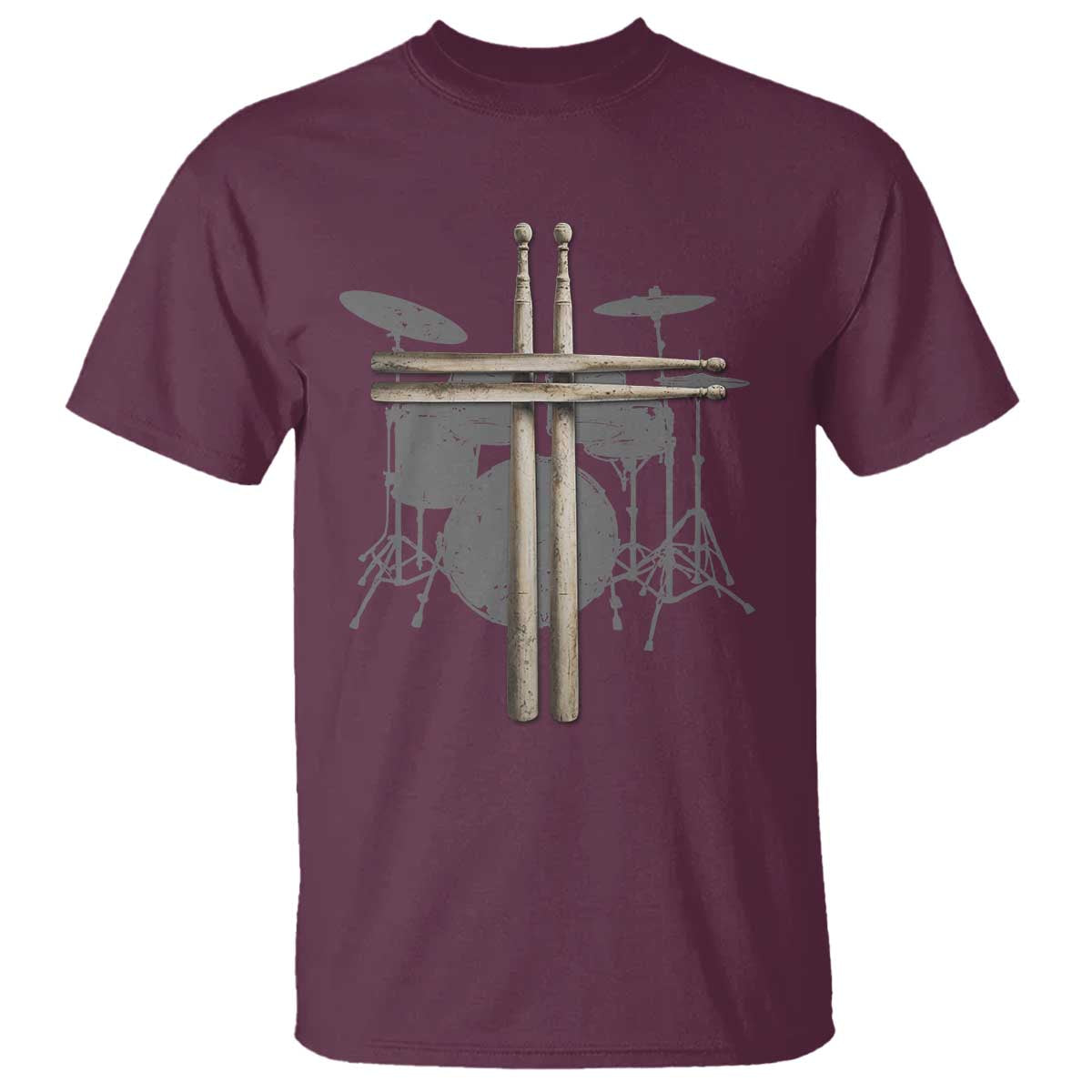 Christian Drummer T Shirt Drum Sticks Cross Percussionist Jesus Church TS10 Maroon Print Your Wear