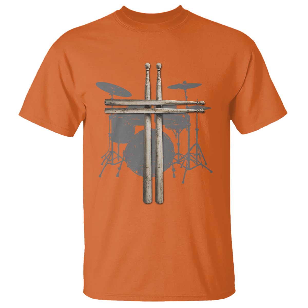 Christian Drummer T Shirt Drum Sticks Cross Percussionist Jesus Church TS10 Orange Print Your Wear