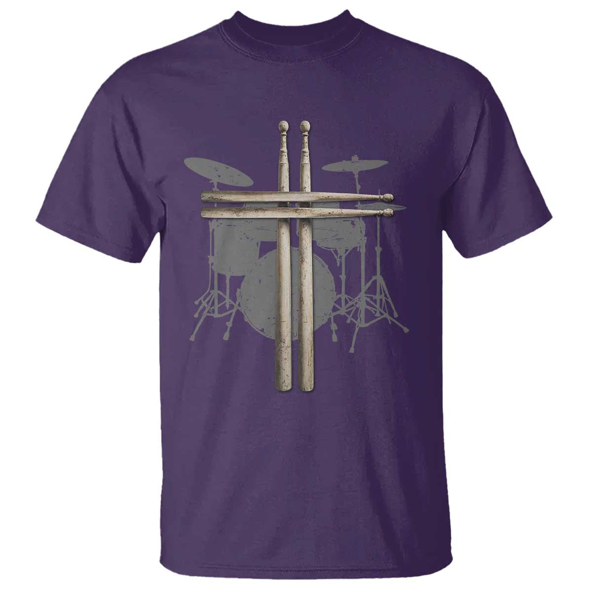 Christian Drummer T Shirt Drum Sticks Cross Percussionist Jesus Church TS10 Purple Print Your Wear