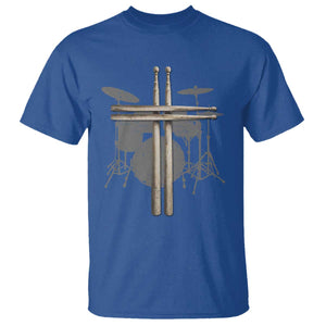 Christian Drummer T Shirt Drum Sticks Cross Percussionist Jesus Church TS10 Royal Blue Print Your Wear