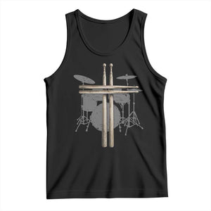 Christian Drummer Tank Top Drum Sticks Cross Percussionist Jesus Church TS10 Black Print Your Wear