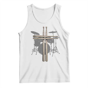 Christian Drummer Tank Top Drum Sticks Cross Percussionist Jesus Church TS10 White Print Your Wear