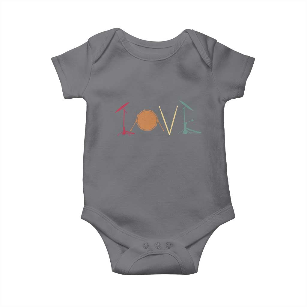 Retro Drummer Baby Onesie Drum Love Drums Drumline TS10 Charcoal Print Your Wear