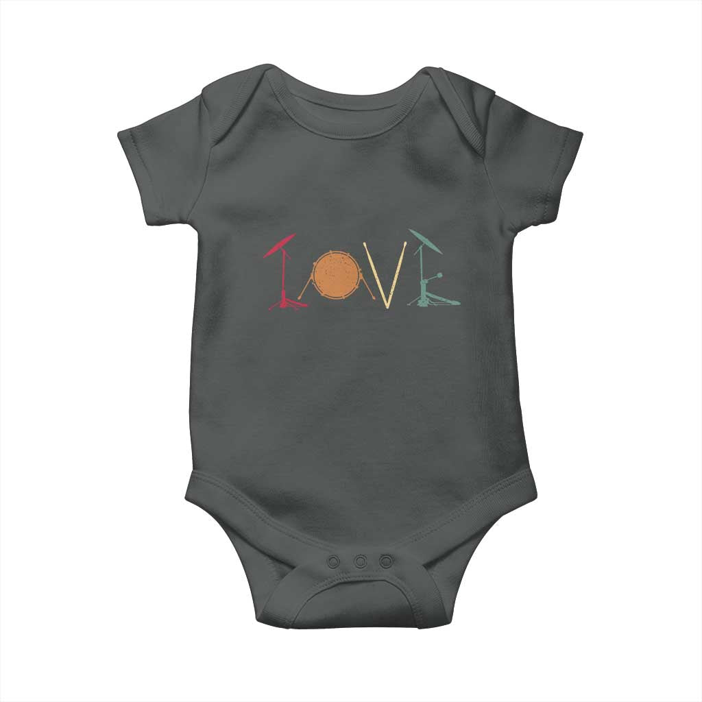 Retro Drummer Baby Onesie Drum Love Drums Drumline TS10 Dark Heather Print Your Wear