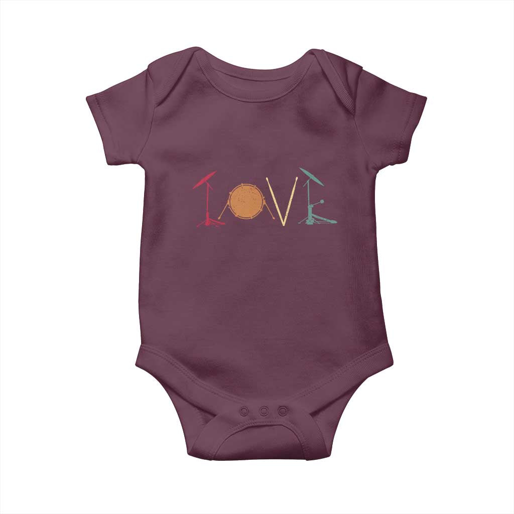 Retro Drummer Baby Onesie Drum Love Drums Drumline TS10 Maroon Print Your Wear