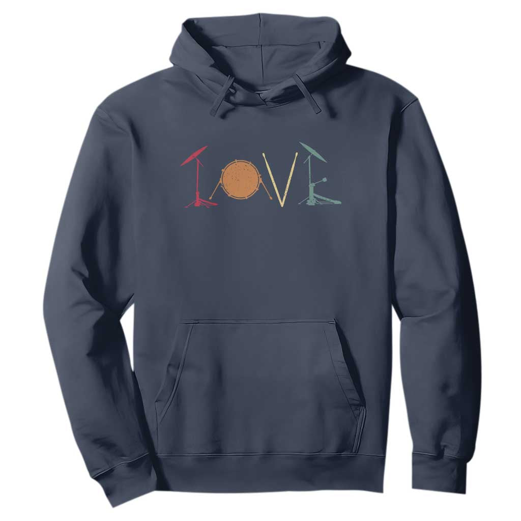 Retro Drummer Hoodie Drum Love Drums Drumline TS10 Navy Print Your Wear