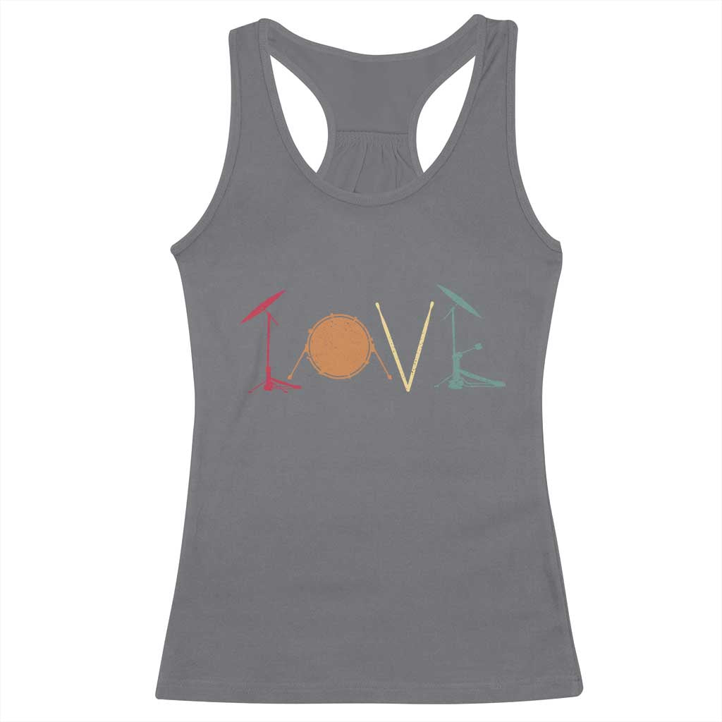 Retro Drummer Racerback Tank Top Drum Love Drums Drumline TS10 Charcoal Print Your Wear