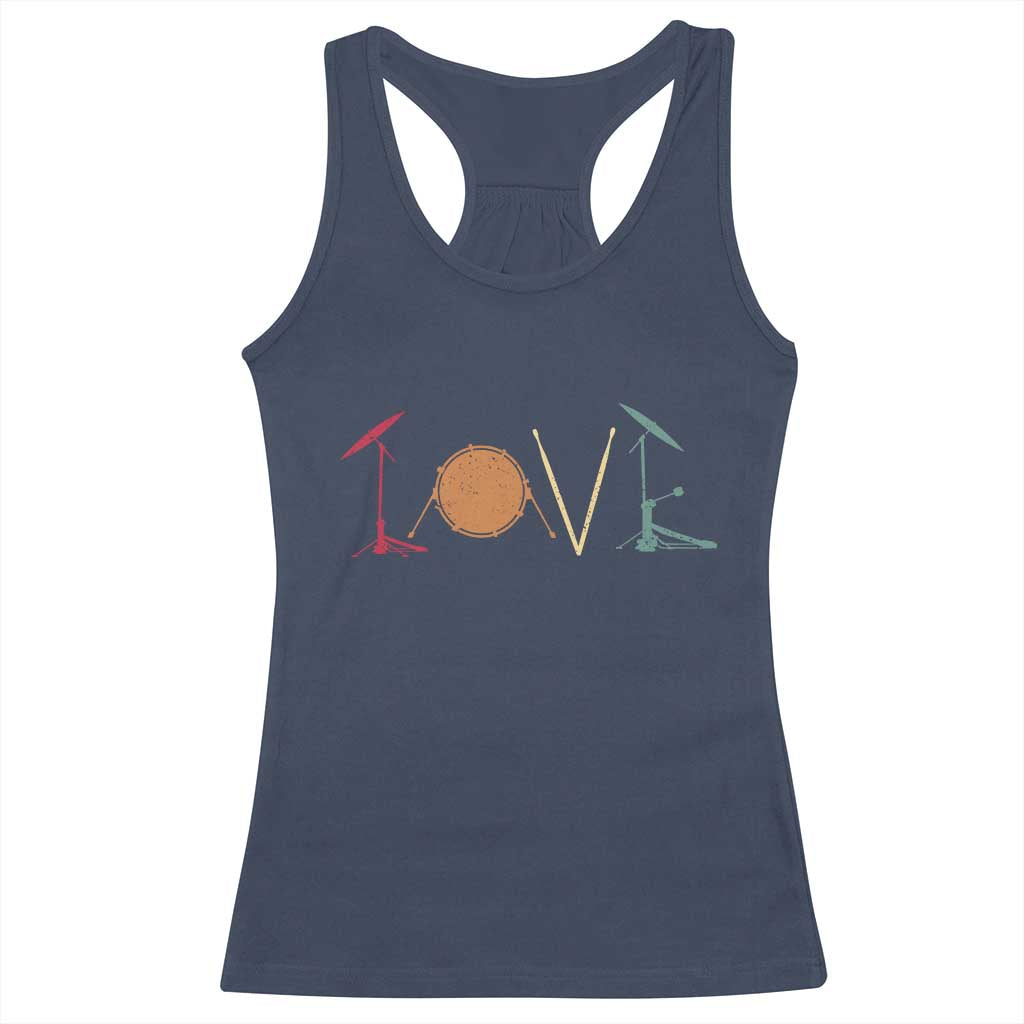 Retro Drummer Racerback Tank Top Drum Love Drums Drumline TS10 Navy Print Your Wear