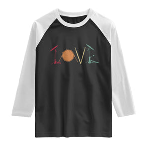 Retro Drummer Raglan Shirt Drum Love Drums Drumline TS10 Black White Print Your Wear