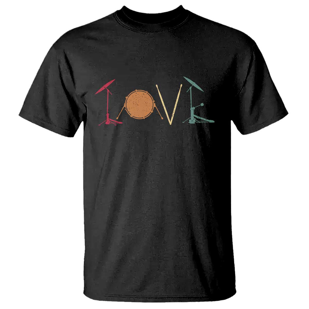Retro Drummer T Shirt Drum Love Drums Drumline TS10 Black Print Your Wear