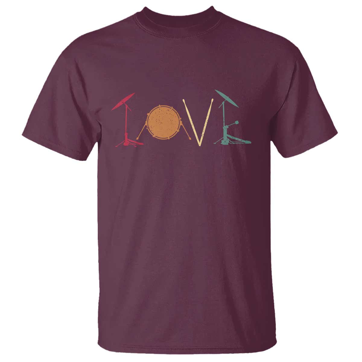 Retro Drummer T Shirt Drum Love Drums Drumline TS10 Maroon Print Your Wear