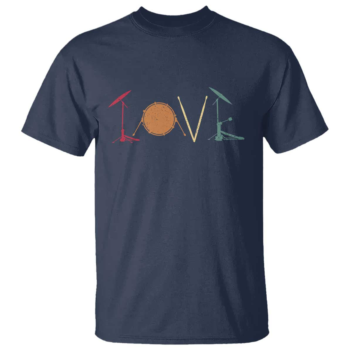 Retro Drummer T Shirt Drum Love Drums Drumline TS10 Navy Print Your Wear