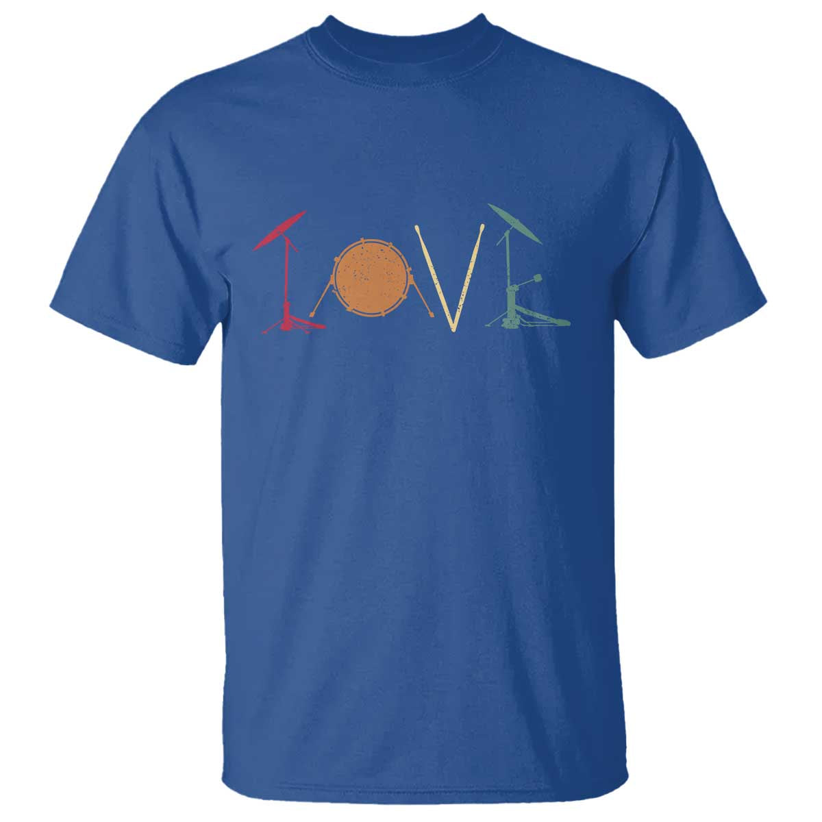 Retro Drummer T Shirt Drum Love Drums Drumline TS10 Royal Blue Print Your Wear