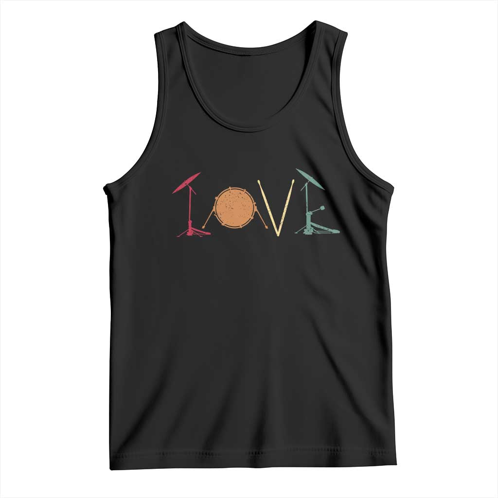 Retro Drummer Tank Top Drum Love Drums Drumline TS10 Black Print Your Wear