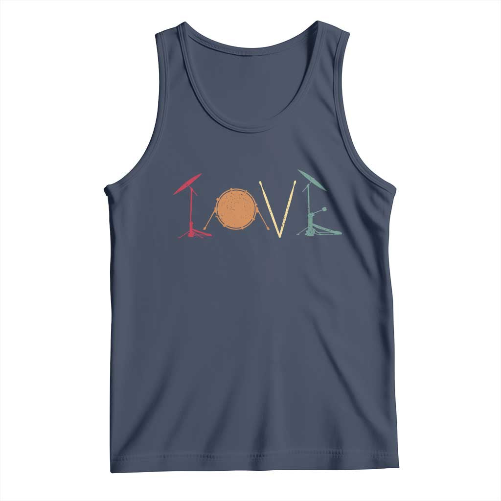 Retro Drummer Tank Top Drum Love Drums Drumline TS10 Navy Print Your Wear
