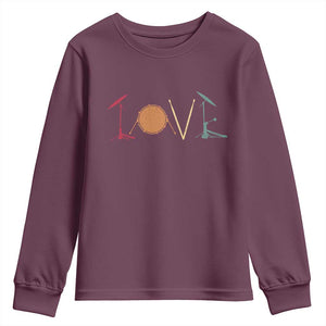 Retro Drummer Youth Sweatshirt Drum Love Drums Drumline TS10 Maroon Print Your Wear