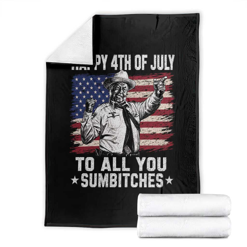 Happy 4th Of July To All You Sumbitches Throw Blanket Funny Independence Day Meme American Flag TS10 Black Print Your Wear