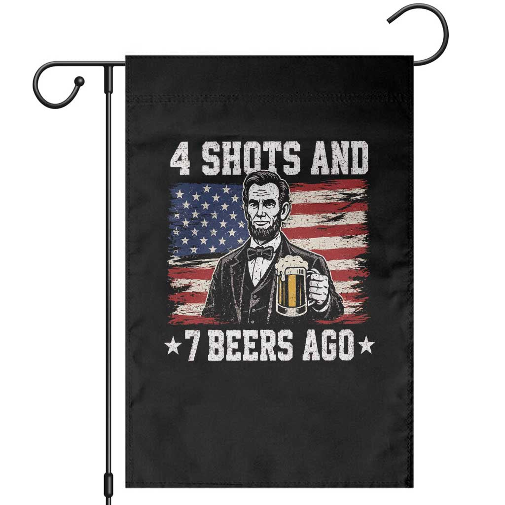 Funny 4th of July Abraham Lincoln Drinking Beer Garden Flag 4 Shots and 7 Beers Ago Patriotic Independence Day Meme TS10 Black Print Your Wear