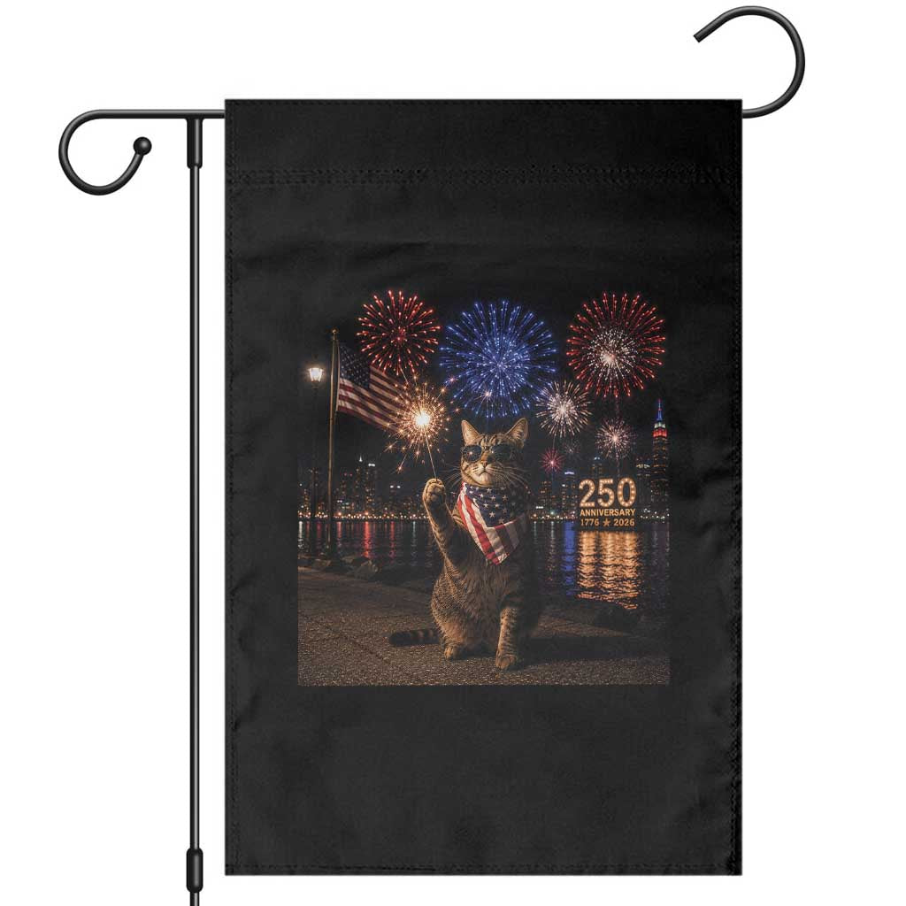 USA 250th Anniversary Cat Garden Flag Funny 4th Of July Independence Day 250 Years 1776 2026 Patriotic Celebration Meme TS10 Black Print Your Wear