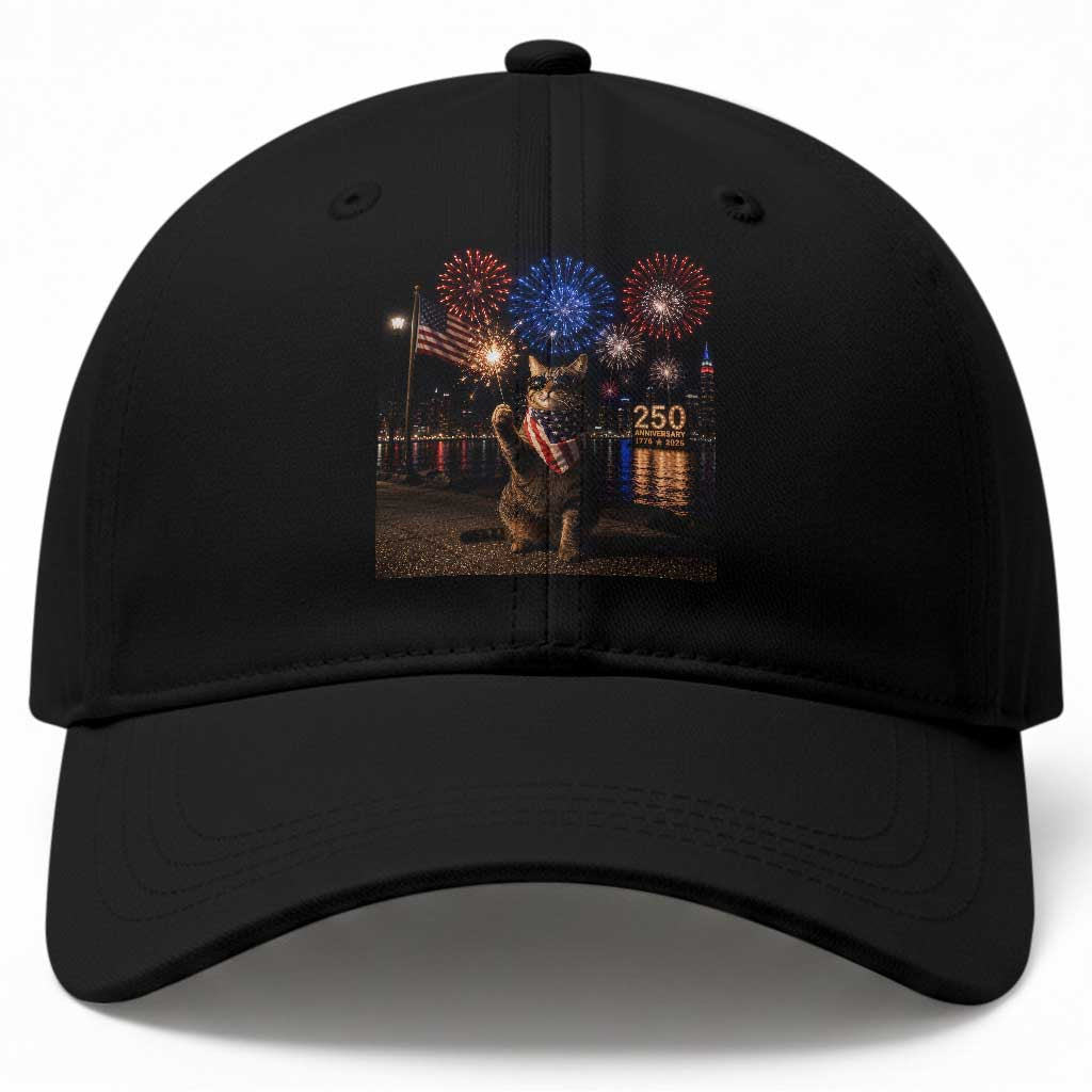 USA 250th Anniversary Cat Baseball Cap Funny 4th Of July Independence Day 250 Years 1776 2026 Patriotic Celebration Meme TS10 Print Your Wear