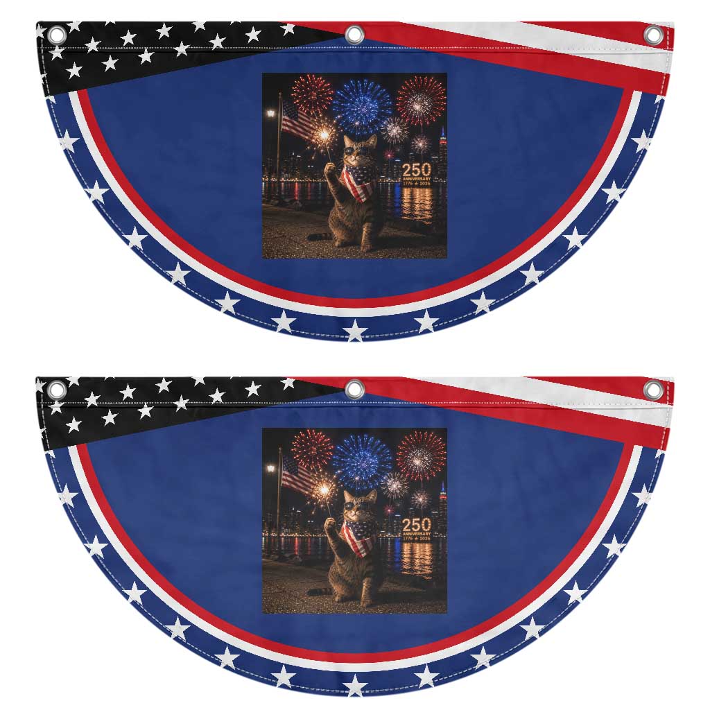 USA 250th Anniversary Cat Patriotic Fan Flag Funny 4th Of July Independence Day 250 Years 1776 2026 Celebration Meme TS10 2pcs pack Classic Navy Print Your Wear