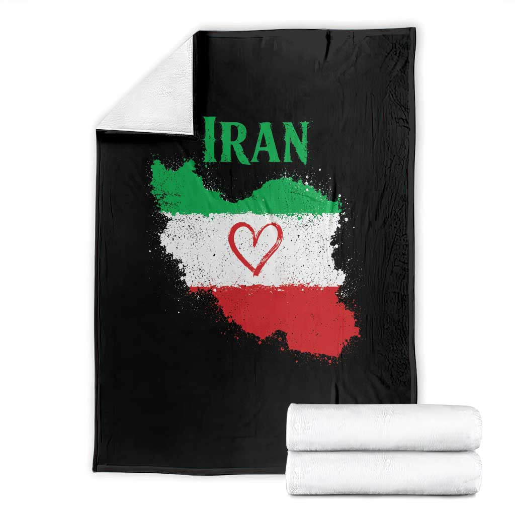 Iran Heart Map Flag Throw Blanket Retro Vintage Watercolors Freedom Iranian Persian TS10 Black Print Your Wear