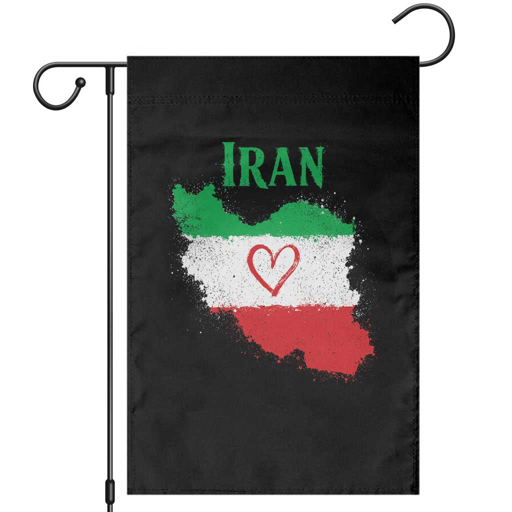 Iran Heart Map Flag Garden Flag Retro Vintage Watercolors Freedom Iranian Persian TS10 Black Print Your Wear