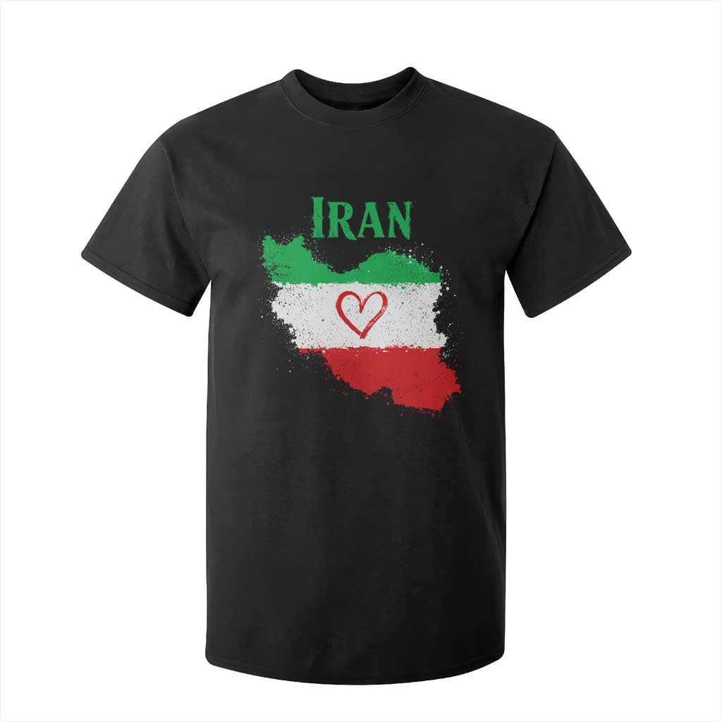 Iran Heart Map Flag T Shirt For Kid Retro Vintage Watercolors Freedom Iranian Persian TS10 Black Print Your Wear