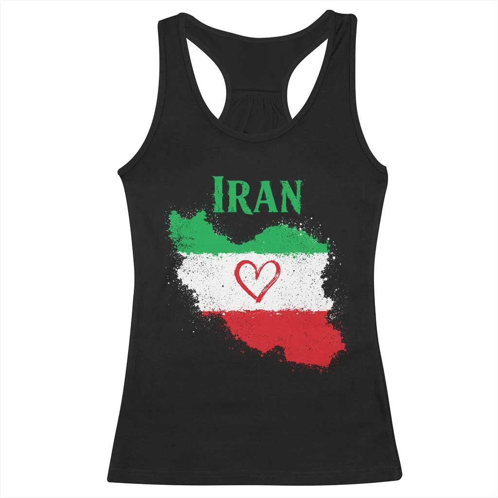 Iran Heart Map Flag Racerback Tank Top Retro Vintage Watercolors Freedom Iranian Persian TS10 Black Print Your Wear