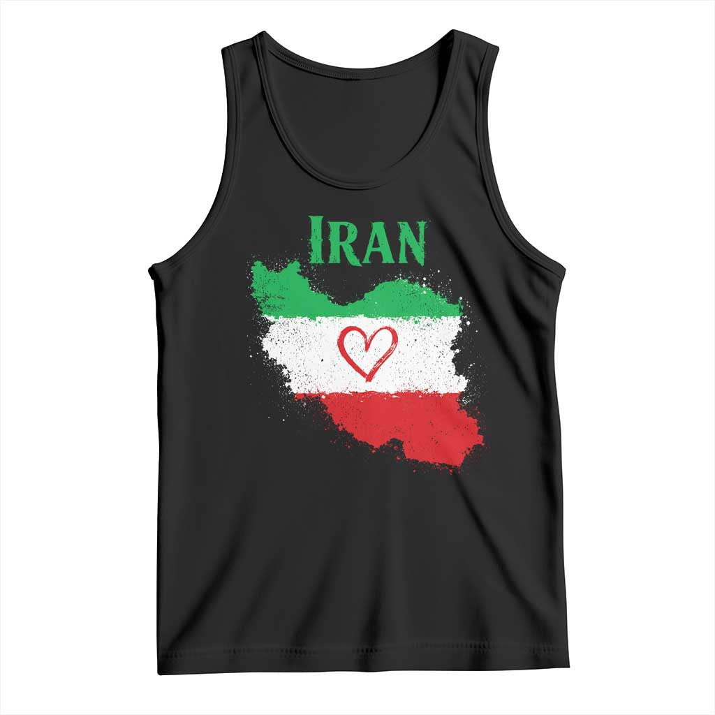 Iran Heart Map Flag Tank Top Retro Vintage Watercolors Freedom Iranian Persian TS10 Black Print Your Wear