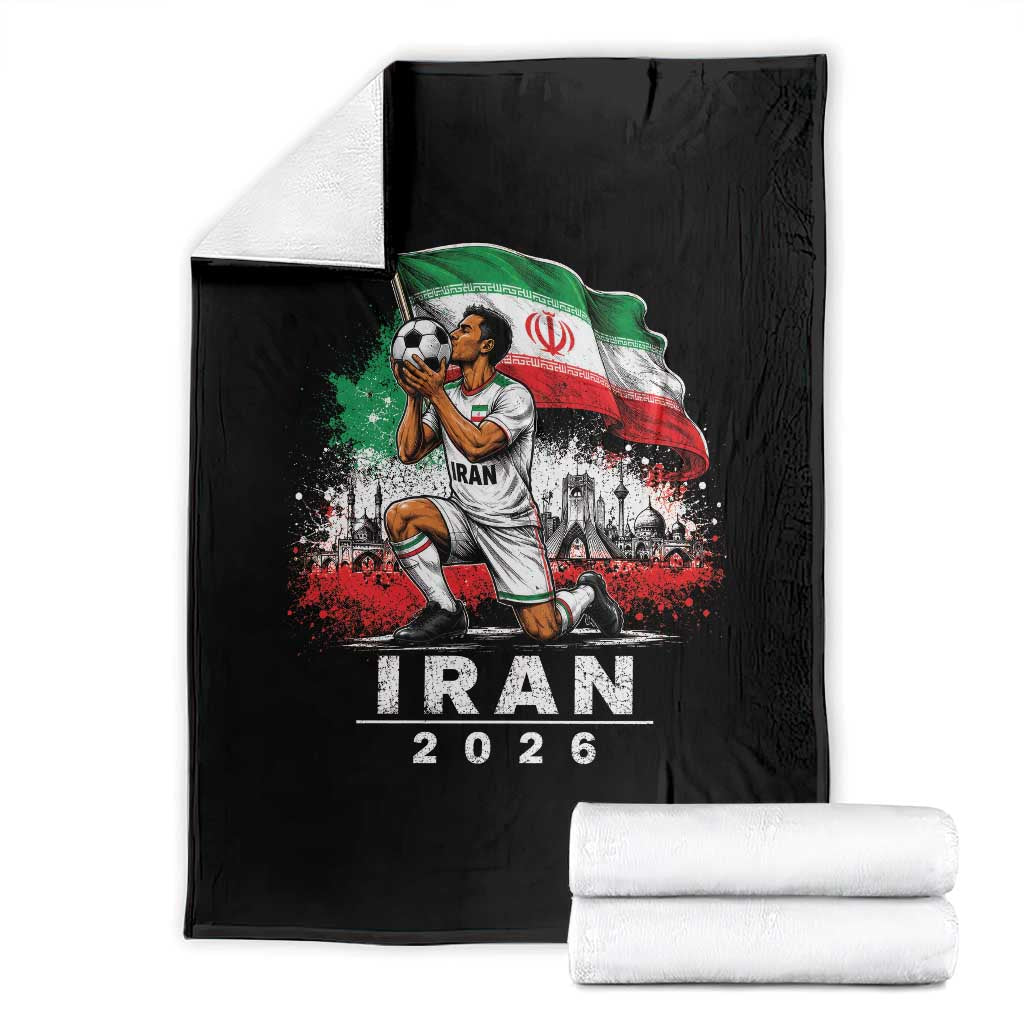 Iran Soccer 2026 Throw Blanket Retro Vintage Watercolors Iranian Persian World Football Fan TS10 Black Print Your Wear
