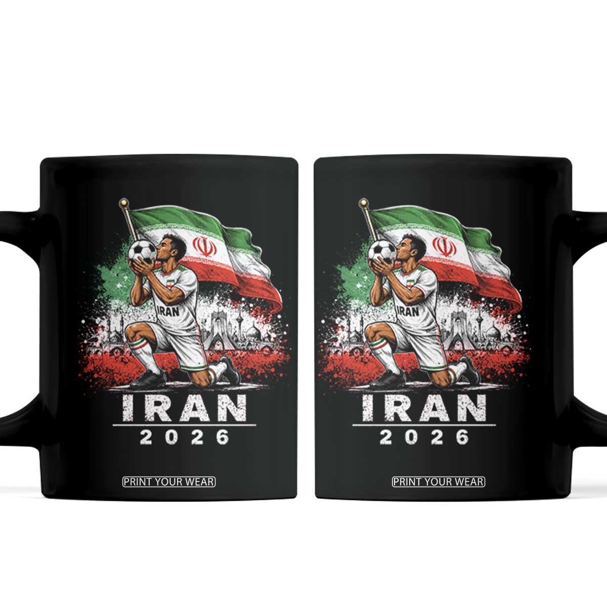 Iran Soccer 2026 Coffee Mug Retro Vintage Watercolors Iranian Persian World Football Fan TS10 Black Print Your Wear