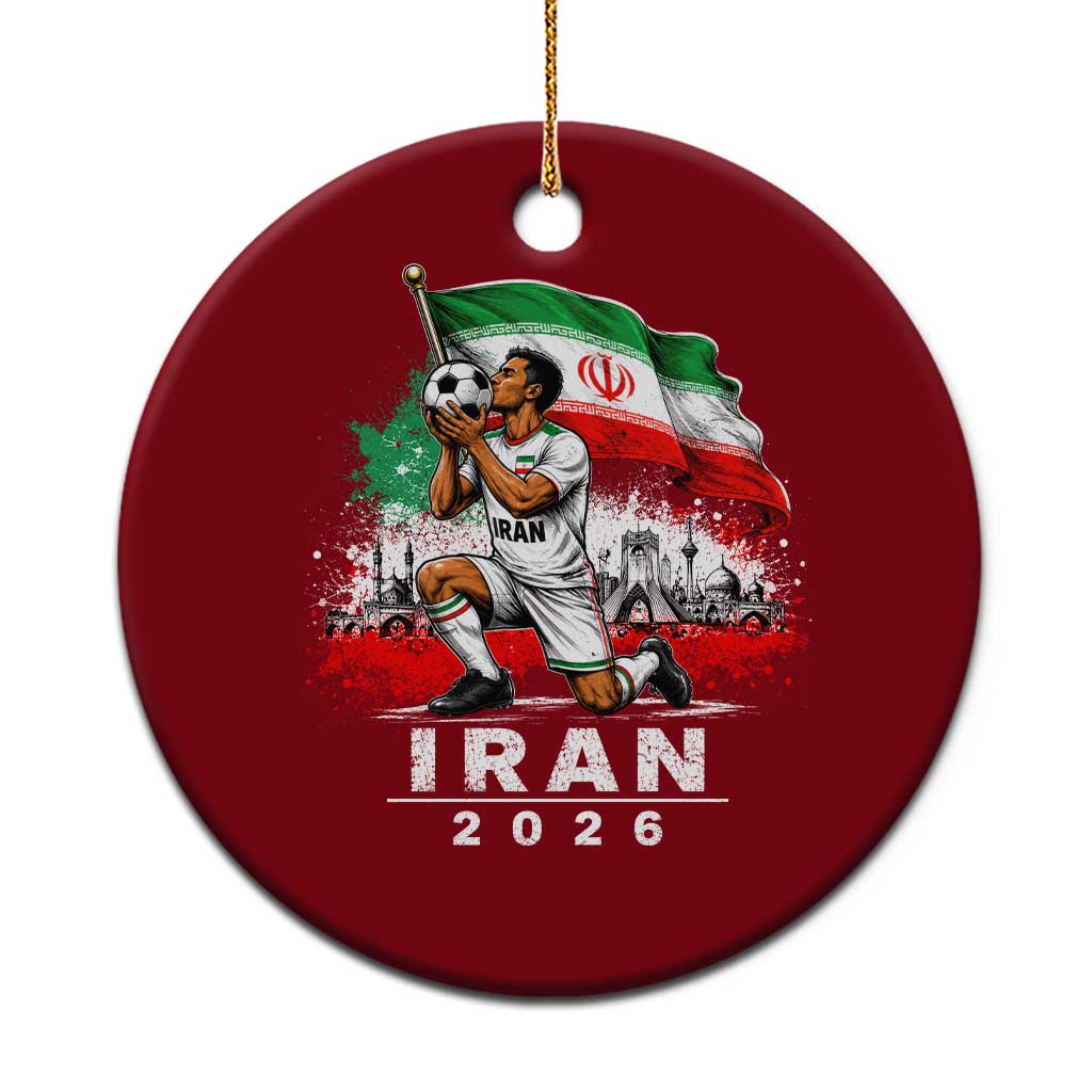 Iran Soccer 2026 Ceramic Ornament Retro Vintage Watercolors Iranian Persian World Football Fan TS10 1pc Red Print Your Wear