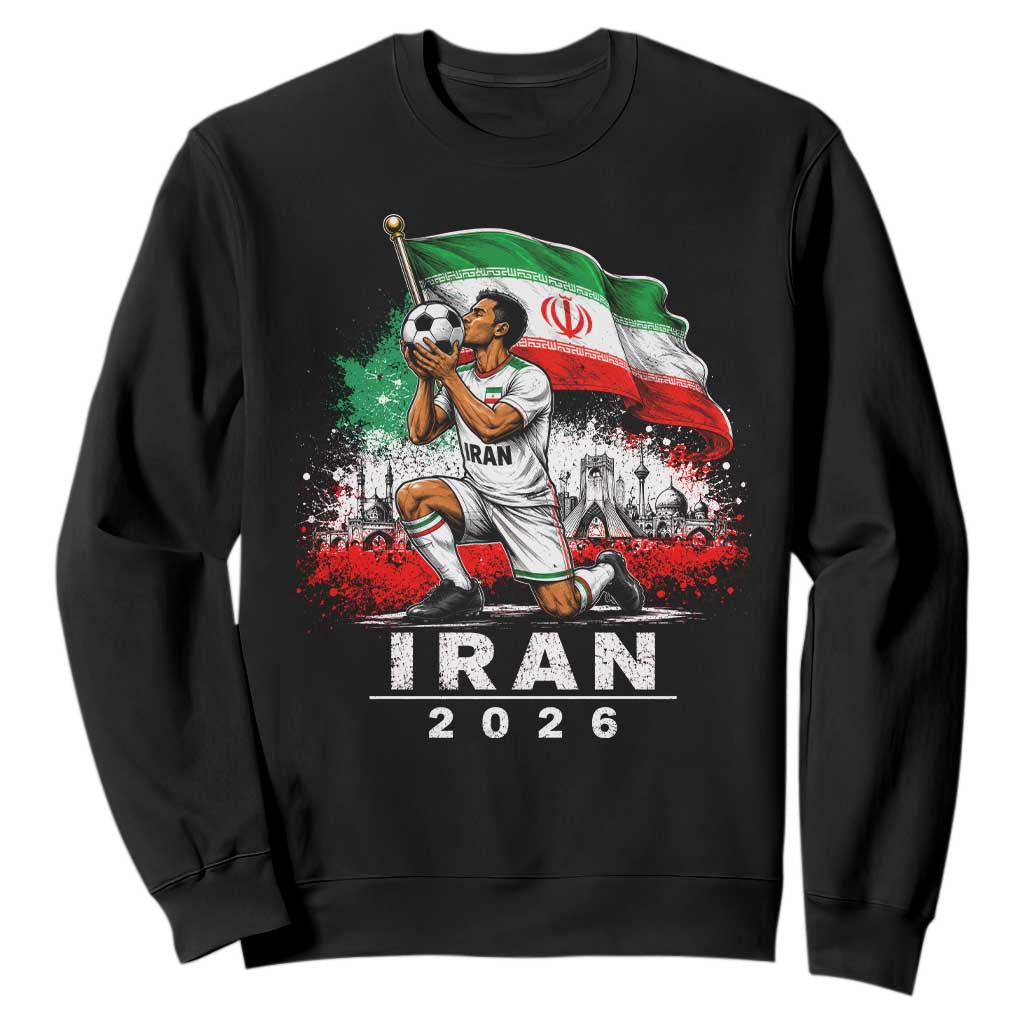 Iran Soccer 2026 Sweatshirt Retro Vintage Watercolors Iranian Persian World Football Fan TS10 Black Print Your Wear